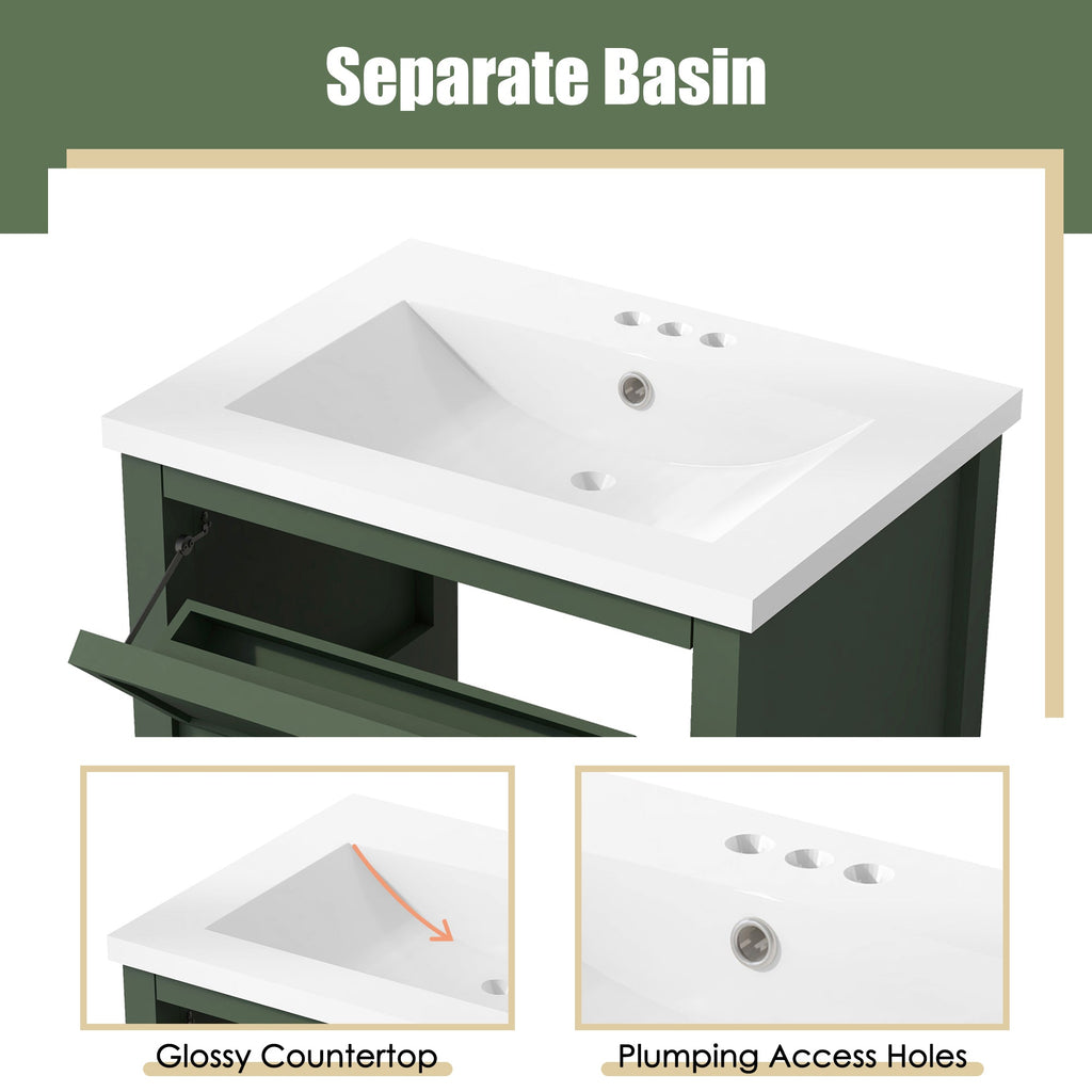 24'' Bathroom Vanity with Top Sink, Modern Bathroom Storage Cabinet with 2 Drawers, Single Sink Bathroom Vanity