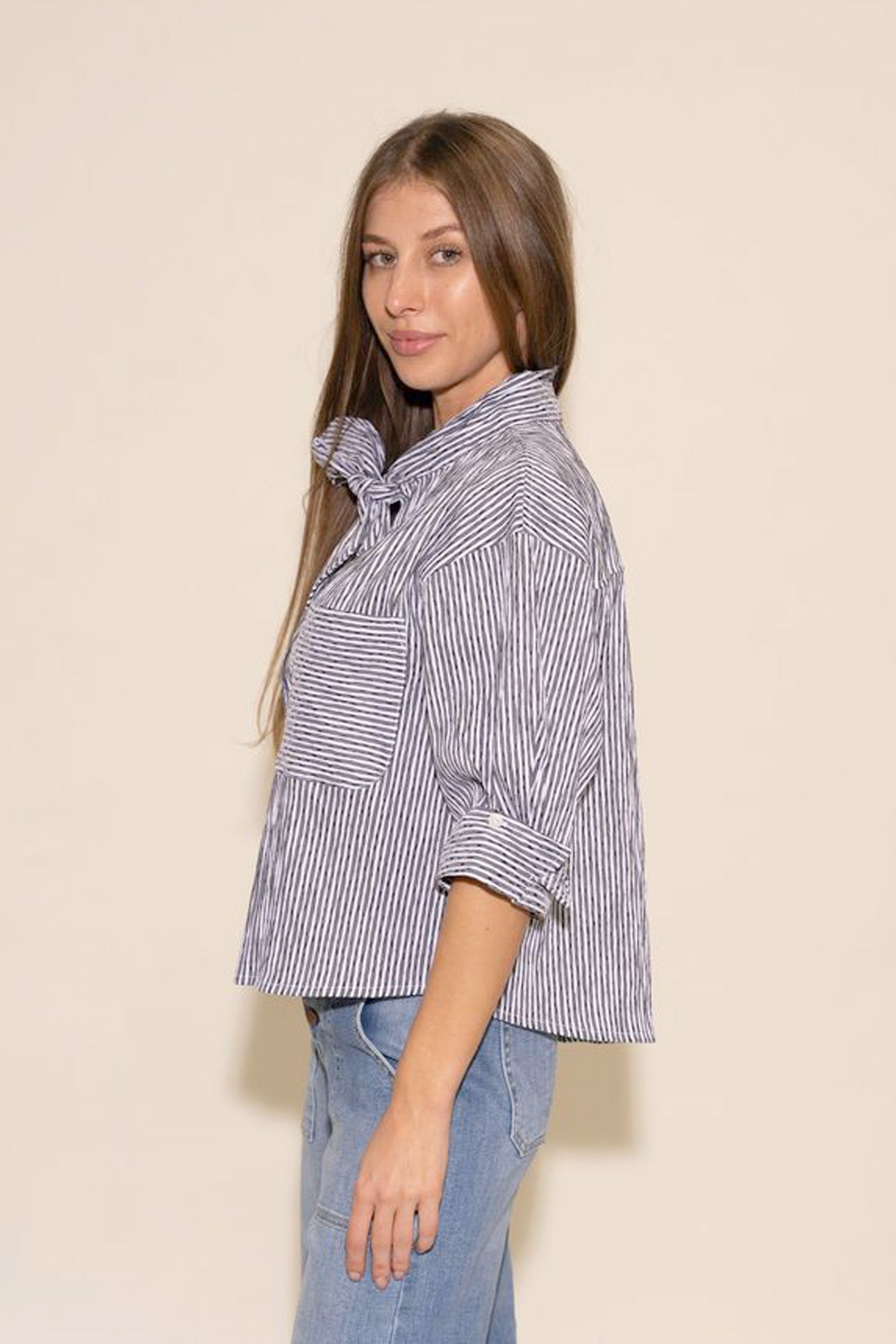 Amy Top - Black/White Stripe