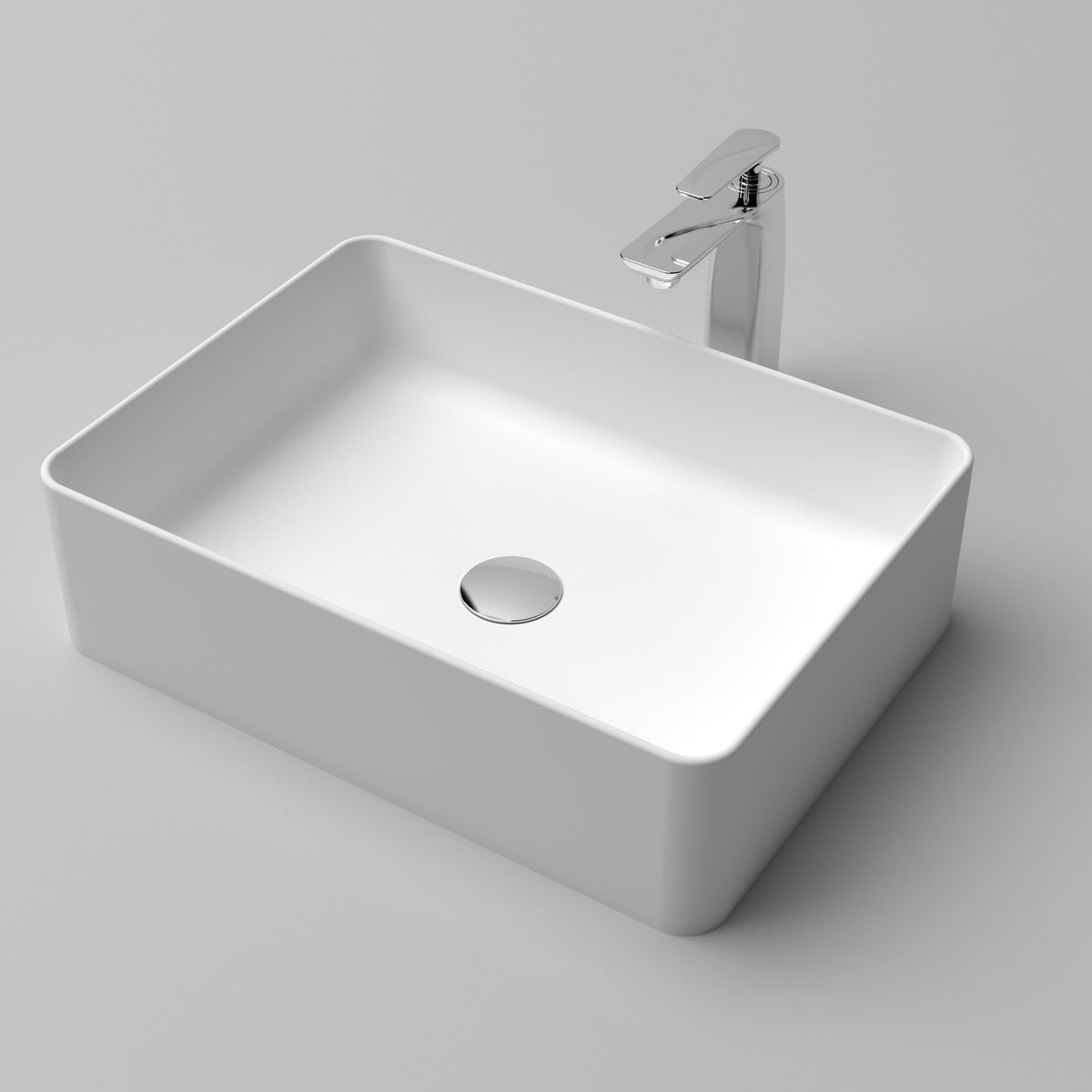 20' x 14' Solid Surface Vessel Bathroom Sink Basin in Matte White