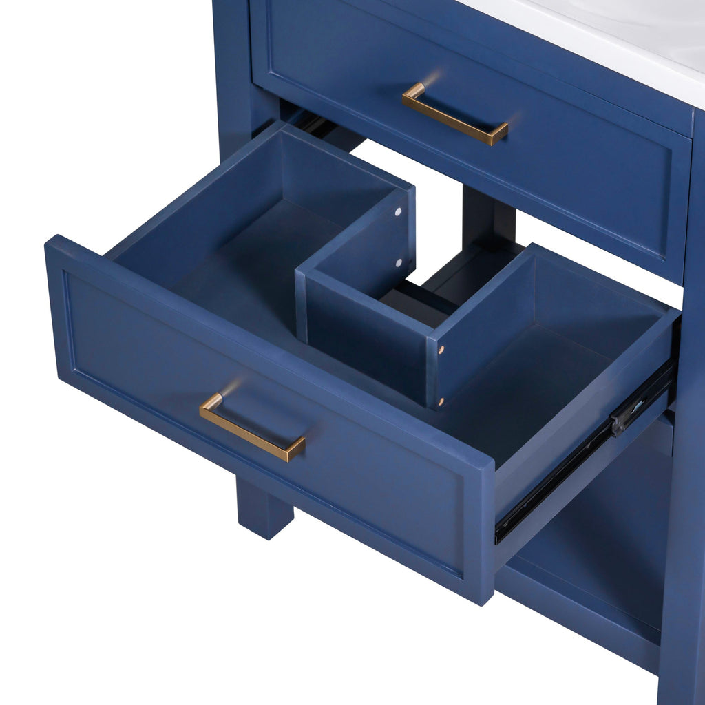 24'' Bathroom Vanity with Top Sink, Modern Bathroom Storage Cabinet with 2 Drawers