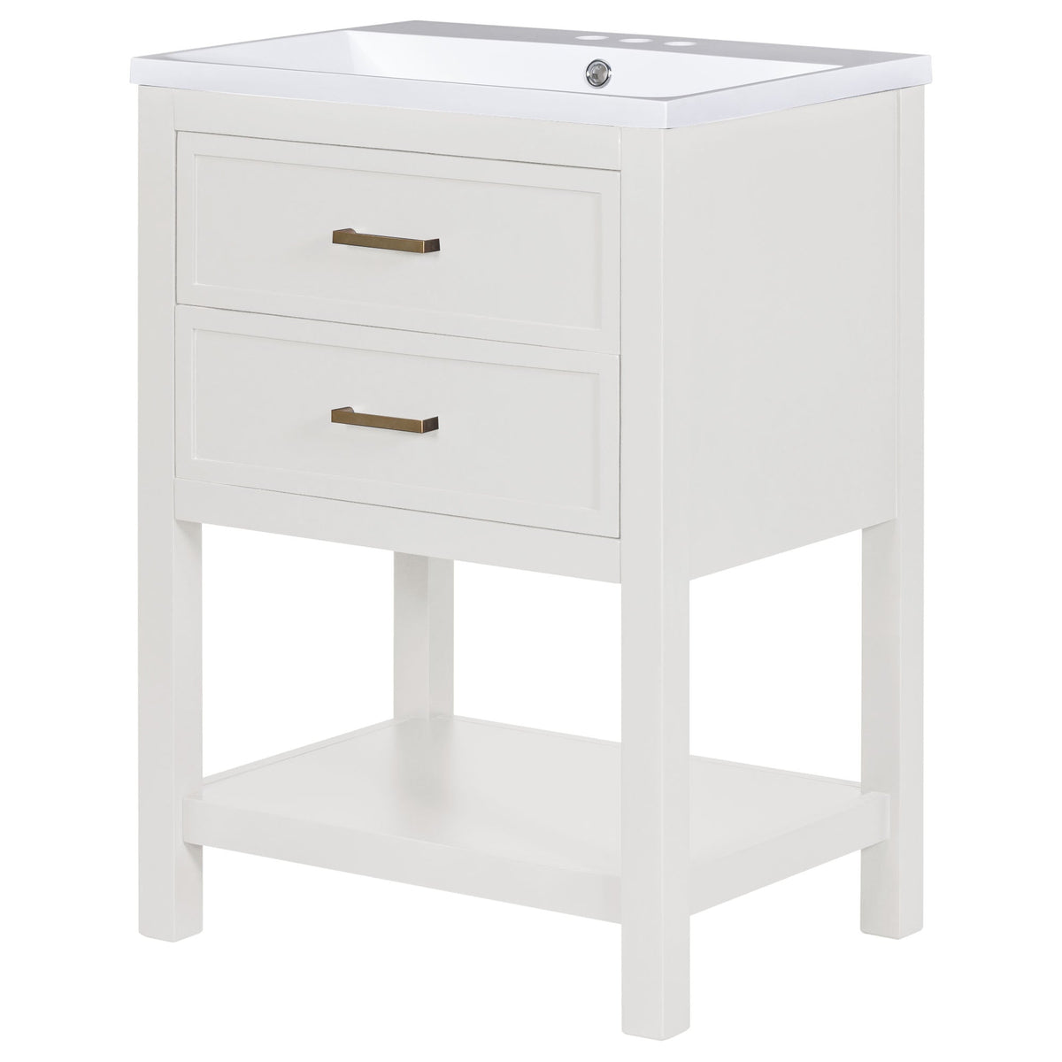 24'' Bathroom Vanity with Top Sink, Modern Bathroom Storage Cabinet with 2 Drawers, Single Sink Bathroom Vanity (Replace SW000101AAK)