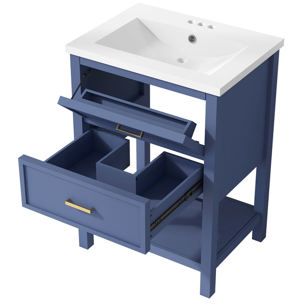 24'' Bathroom Vanity with Top Sink, Modern Bathroom Storage Cabinet with 2 Drawers