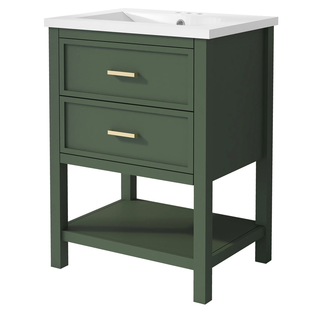 24'' Bathroom Vanity with Top Sink, Modern Bathroom Storage Cabinet with 2 Drawers, Single Sink Bathroom Vanity