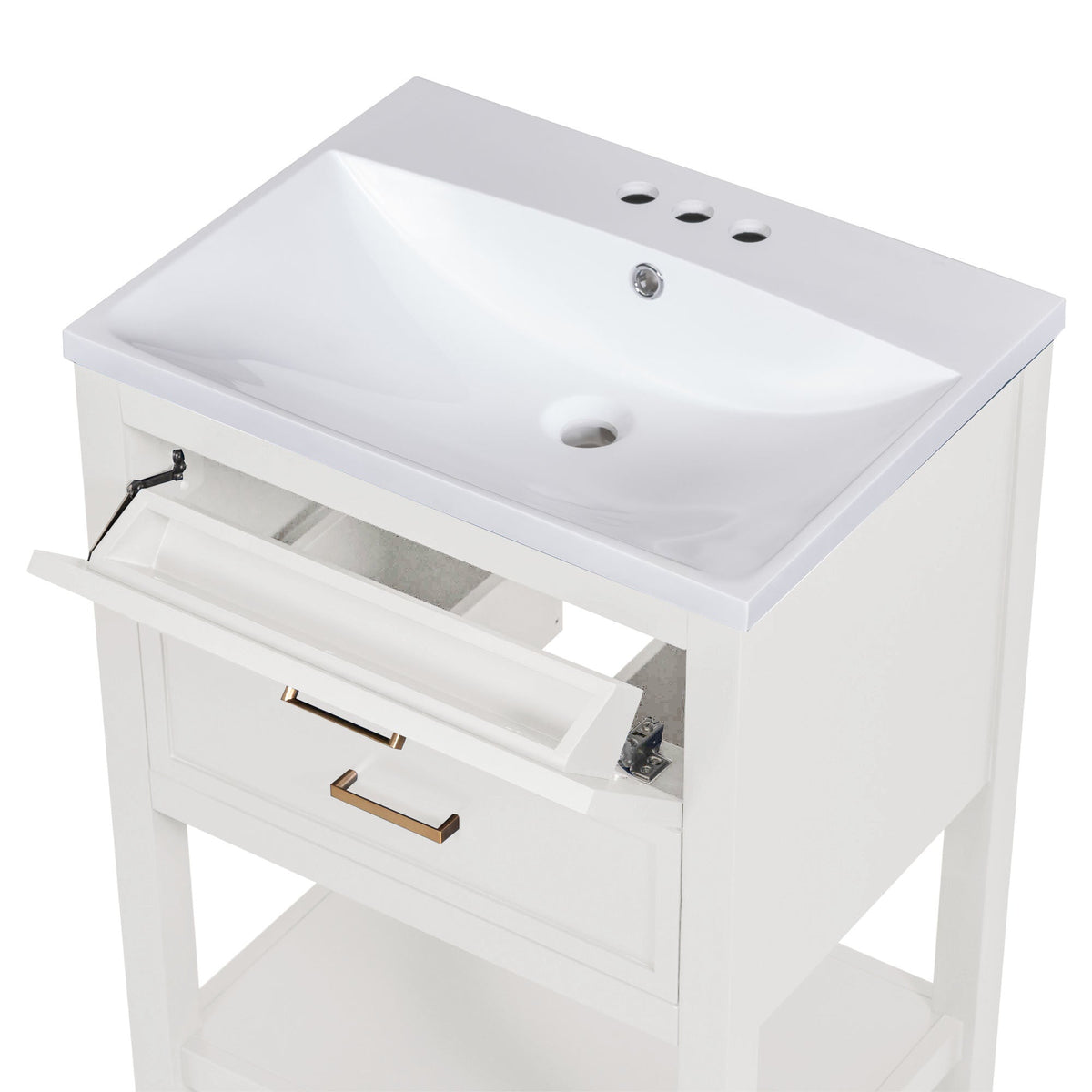 24'' Bathroom Vanity with Top Sink, Modern Bathroom Storage Cabinet with 2 Drawers, Single Sink Bathroom Vanity (Replace SW000101AAK)
