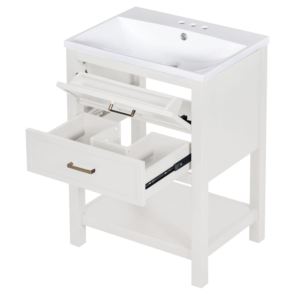 24'' Bathroom Vanity with Top Sink, Modern Bathroom Storage Cabinet with 2 Drawers, Single Sink Bathroom Vanity (Replace SW000101AAK)