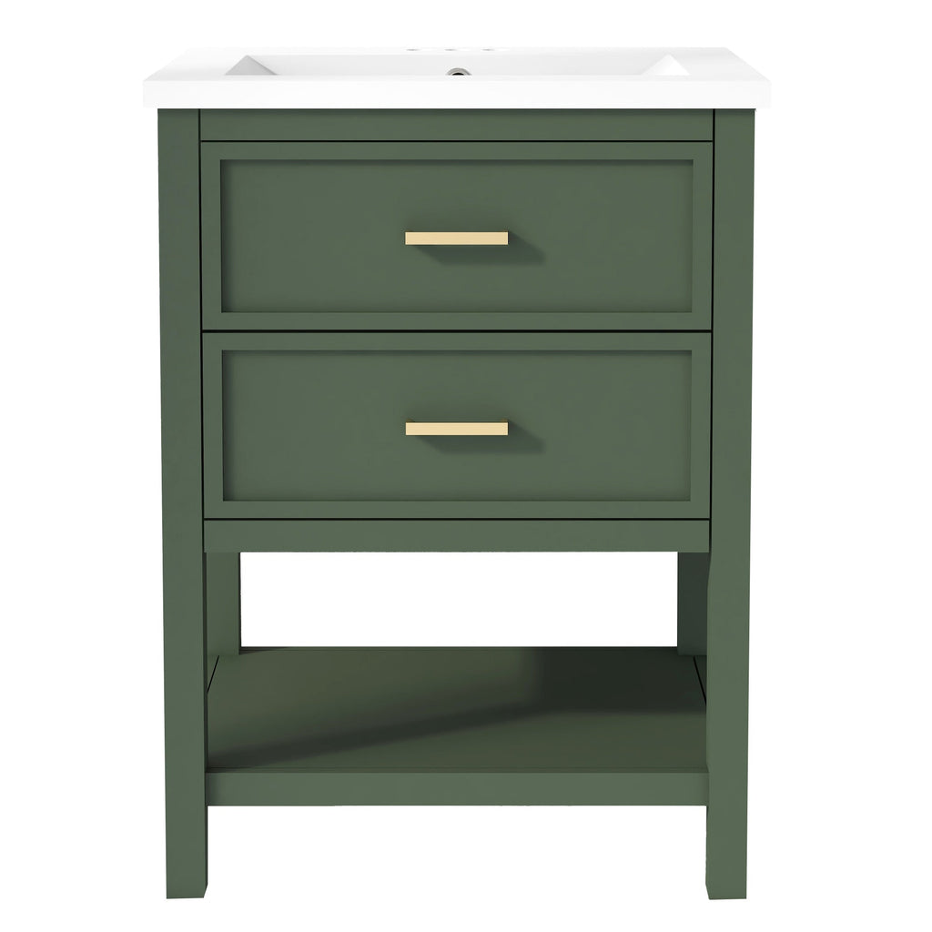 24'' Bathroom Vanity with Top Sink, Modern Bathroom Storage Cabinet with 2 Drawers, Single Sink Bathroom Vanity