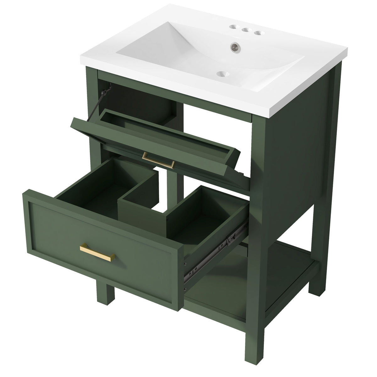 24'' Bathroom Vanity with Top Sink, Modern Bathroom Storage Cabinet with 2 Drawers, Single Sink Bathroom Vanity