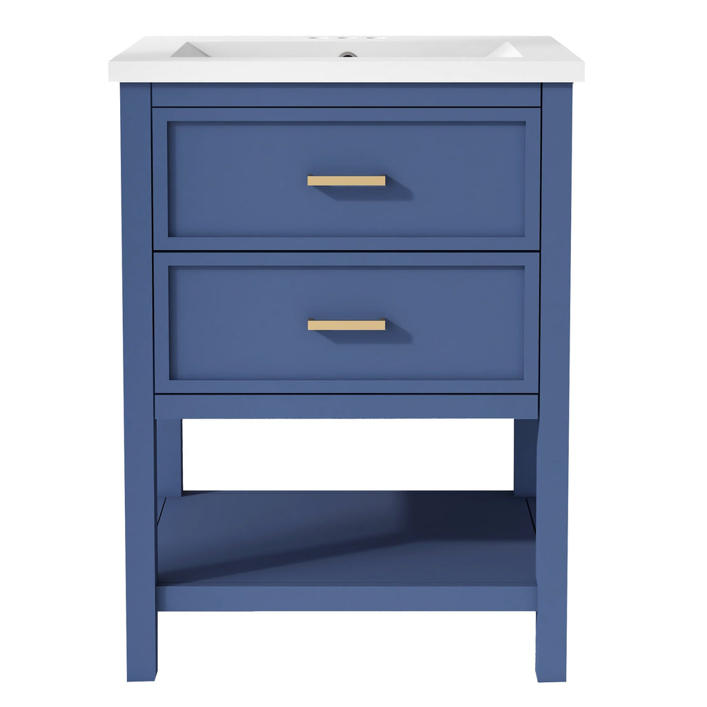24'' Bathroom Vanity with Top Sink, Modern Bathroom Storage Cabinet with 2 Drawers