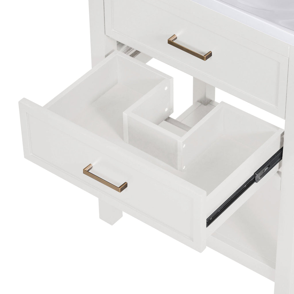 24'' Bathroom Vanity with Top Sink, Modern Bathroom Storage Cabinet with 2 Drawers, Single Sink Bathroom Vanity (Replace SW000101AAK)
