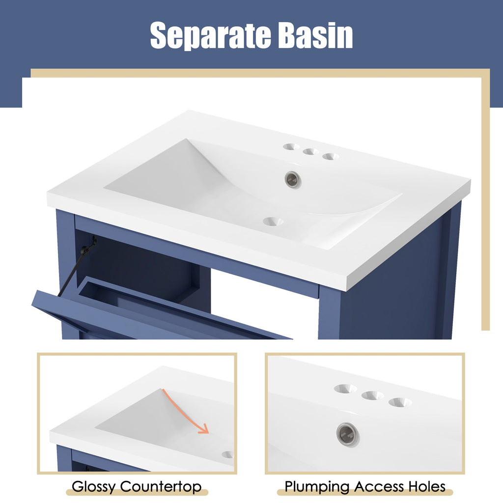 24'' Bathroom Vanity with Top Sink, Modern Bathroom Storage Cabinet with 2 Drawers