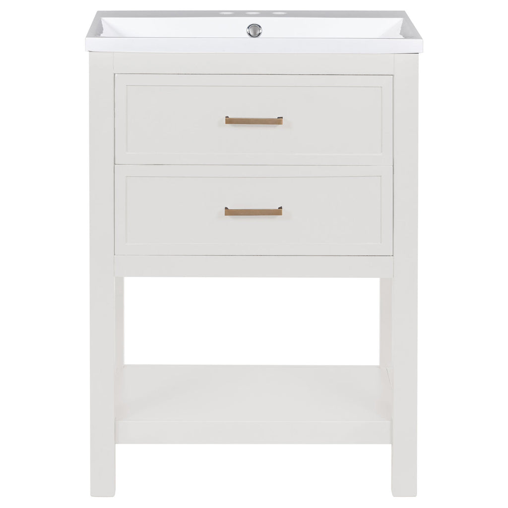 24'' Bathroom Vanity with Top Sink, Modern Bathroom Storage Cabinet with 2 Drawers, Single Sink Bathroom Vanity (Replace SW000101AAK)