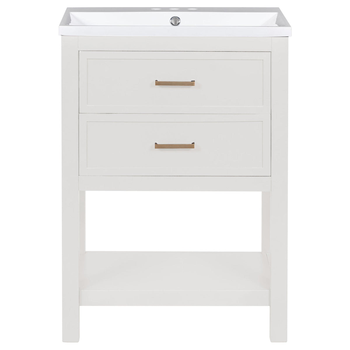 24'' Bathroom Vanity with Top Sink, Modern Bathroom Storage Cabinet with 2 Drawers, Single Sink Bathroom Vanity (Replace SW000101AAK)