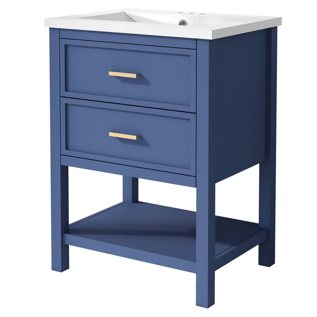 24'' Bathroom Vanity with Top Sink, Modern Bathroom Storage Cabinet with 2 Drawers