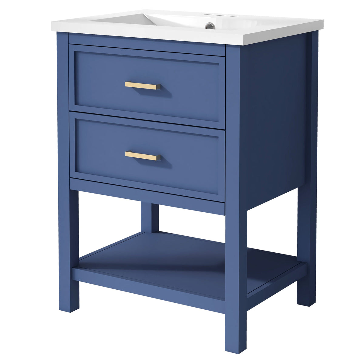 24'' Bathroom Vanity with Top Sink, Modern Bathroom Storage Cabinet with 2 Drawers