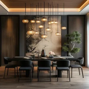 8 Piece Dining Room Table Set, Modern Dining Table Sets with Gray Velvet Upholstered Chairs